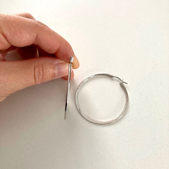 Silver Hoop Earrings - Picture 3 of 5